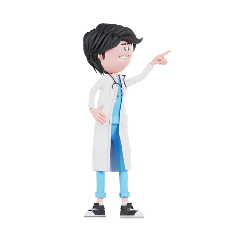 Médico masculino apontando para a esquerda  3D Illustration