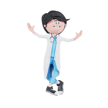 Médico masculino em pose feliz  3D Illustration