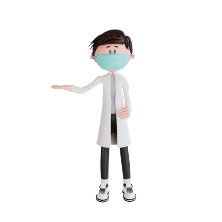 Médico levantando pose da mão direita  3D Illustration