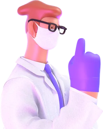 Médico levantando o dedo  3D Illustration