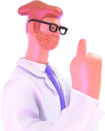 Médico levantando o dedo  3D Illustration
