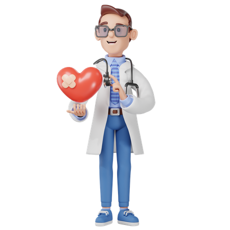 Médico masculino comprobando la salud  3D Icon
