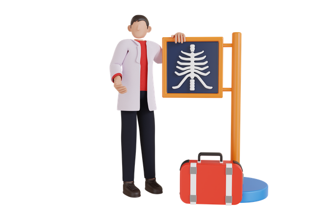Médico masculino mostrando imagen de rayos X  3D Icon