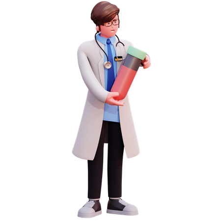 Médico masculino segurando amostra de sangue  3D Icon