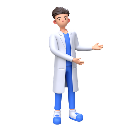 Médico mostrando algo no lado direito  3D Illustration