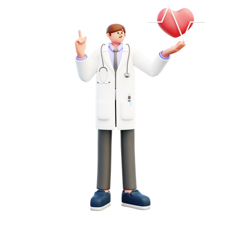 Médico mostrando batimentos cardíacos  3D Icon