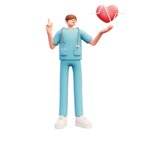 Médico mostrando batimentos cardíacos  3D Icon