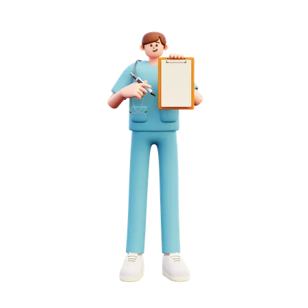 Doctor mostrando informe médico  3D Illustration