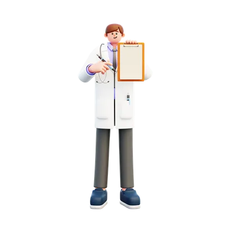 Doctor mostrando informe médico  3D Illustration