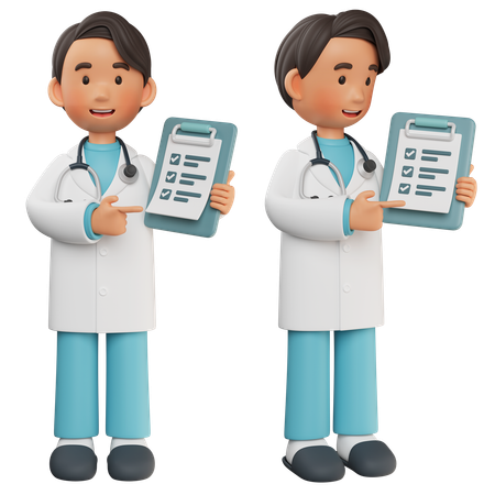 Médico masculino mostrando informe médico  3D Icon
