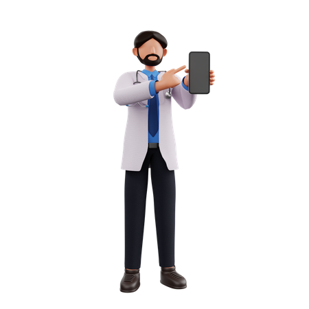 Médico mostrando celular  3D Illustration