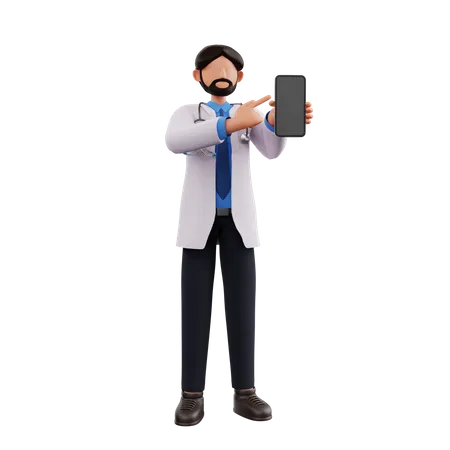 Médico mostrando celular  3D Illustration