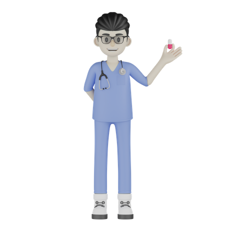 Médico mostrando pílula  3D Illustration