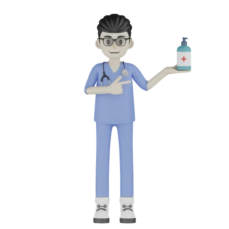 Médico mostrando remédio  3D Illustration