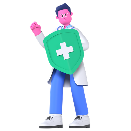 Doctor mostrando seguro de salud  3D Illustration