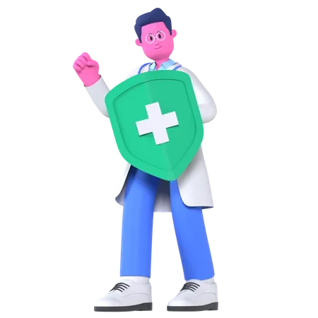 Doctor mostrando seguro de salud  3D Illustration