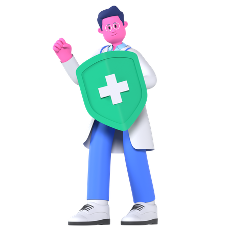 Médico mostrando seguro saúde  3D Illustration