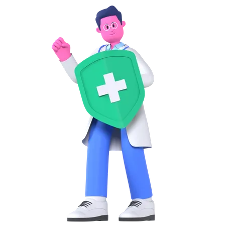 Médico mostrando seguro saúde  3D Illustration