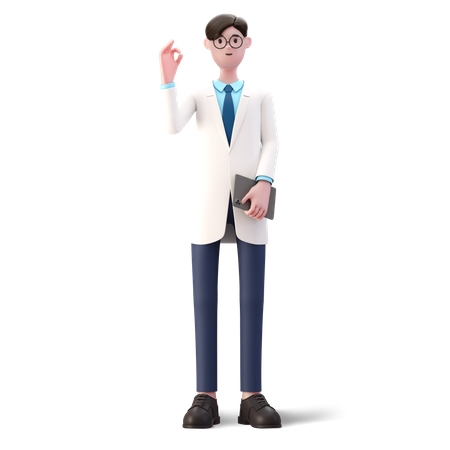 Médico mostrando sinal de ok  3D Illustration