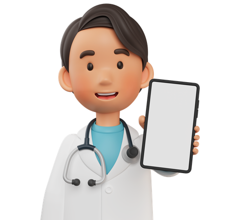 Médico masculino mostrando su teléfono celular  3D Icon