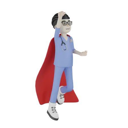 Médico no ar  3D Illustration