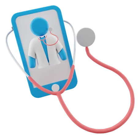 Médico no celular  3D Illustration