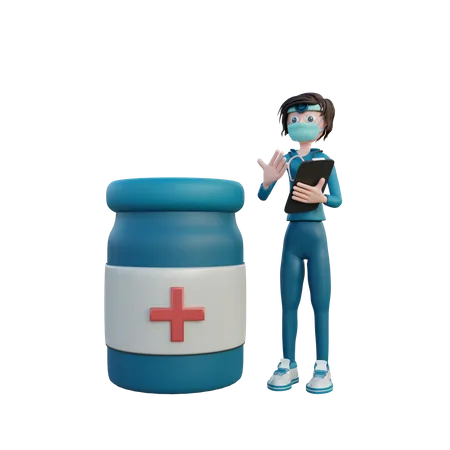 Ilustracion De Personaje De Enfermera De Renderizado 3 D 3D Illustration