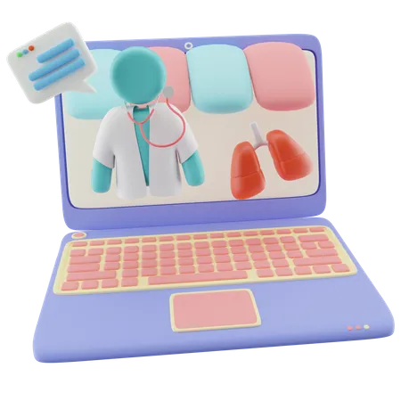 Médico Online com Pulmões  3D Illustration