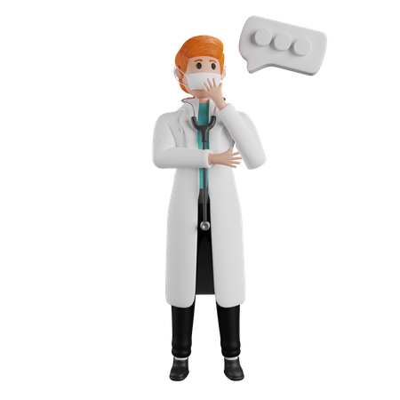Médico atencioso  3D Illustration