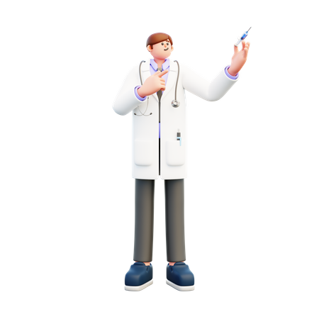 Médico segura seringa  3D Icon