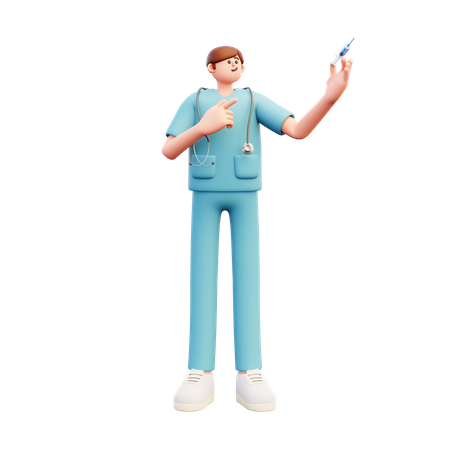 Médico segura seringa  3D Icon
