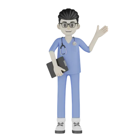 Médico segurando a prancheta  3D Illustration