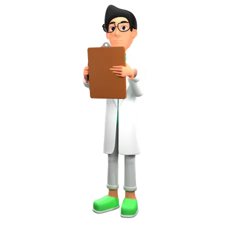 Médico segurando relatório médico  3D Illustration