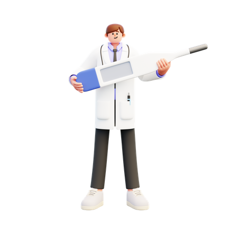 Médico segurando termômetro digital  3D Icon