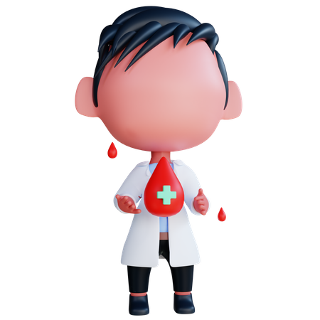 Médico segurando uma gota de sangue  3D Icon