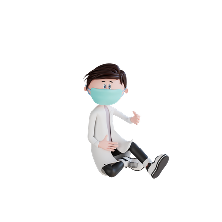 Médico sentado e fazendo pose  3D Illustration