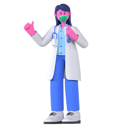 Médico usando máscara  3D Illustration