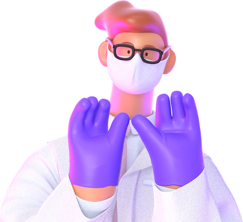 Médico usando máscara e luvas  3D Icon
