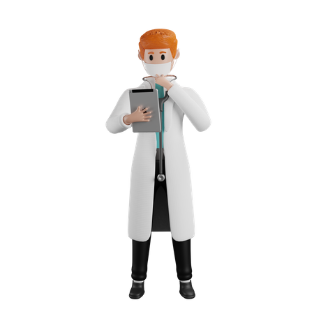 Médico usando tablet  3D Illustration