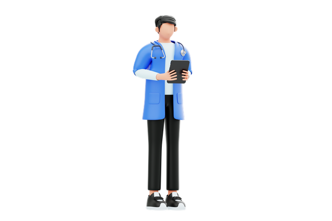 Médico usando um tablet  3D Illustration