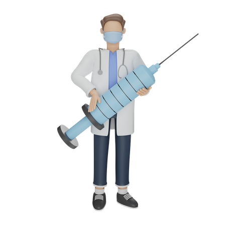 Médico vacina covid 19  3D Illustration