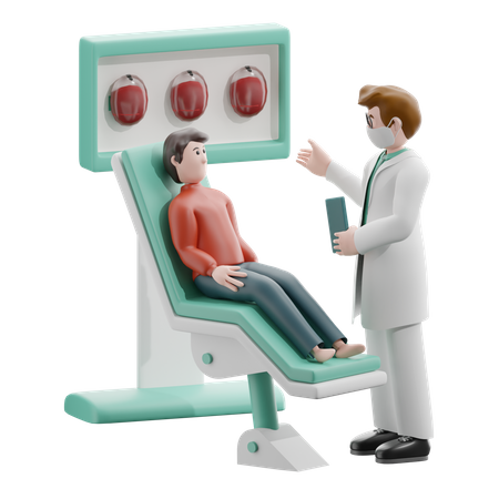 Médico varón haciendo chequeo del paciente  3D Illustration
