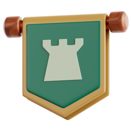 中世の旗  3D Icon