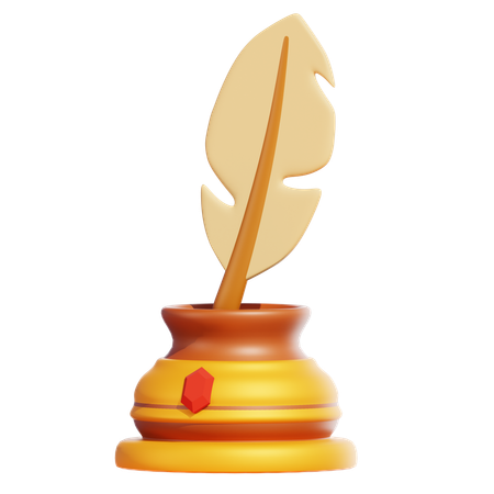 MEDIEVAL INK AND QUILL PEN  3D Icon