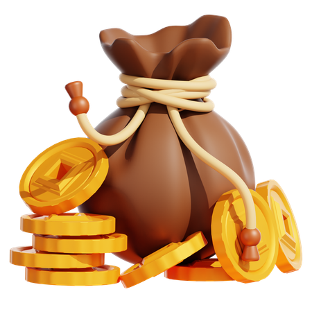 MEDIEVAL OLD MONEY BAG 3D Icon