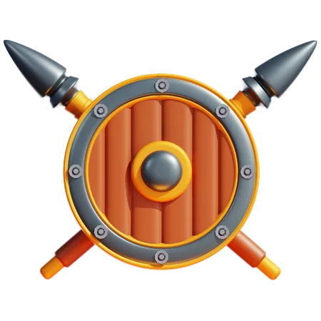 MEDIEVAL SHIELD AND SPEAR  3D Icon