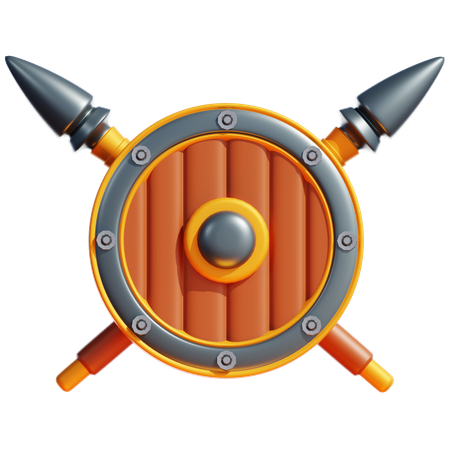 MEDIEVAL SHIELD AND SPEAR  3D Icon