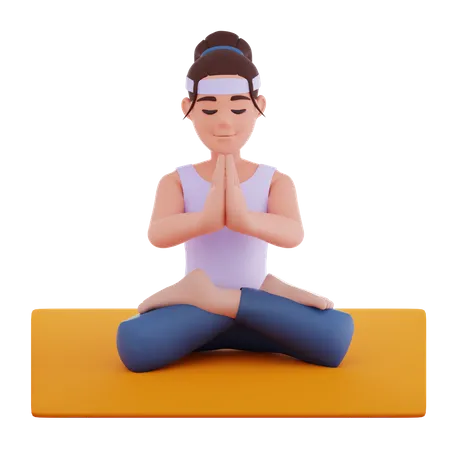 Meditar pose de ioga  3D Illustration