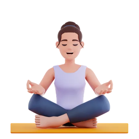 Meditate Yoga Pose  3D Illustration