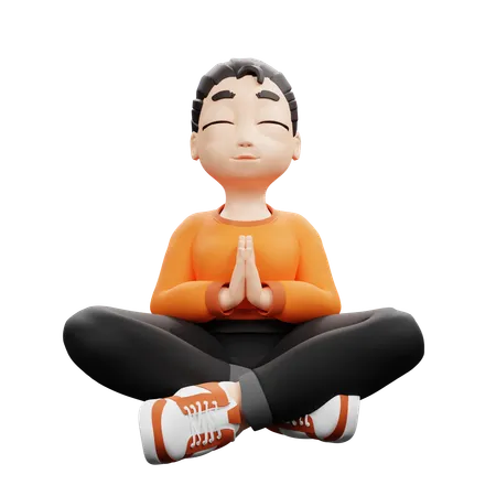 Meditating  3D Illustration